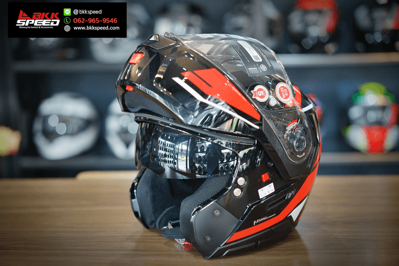 รูปสินค้าหมวกกันน็อคเต็มใบ แบรนด์ Nolan รุ่น Nolan N90.3 ลาย/สี N90.3 Sincrono Black Red (350) สำหรับขี่มอเตอร์ไซค์ รูปเพิ่มเติม 5 จาก BKKSPEED