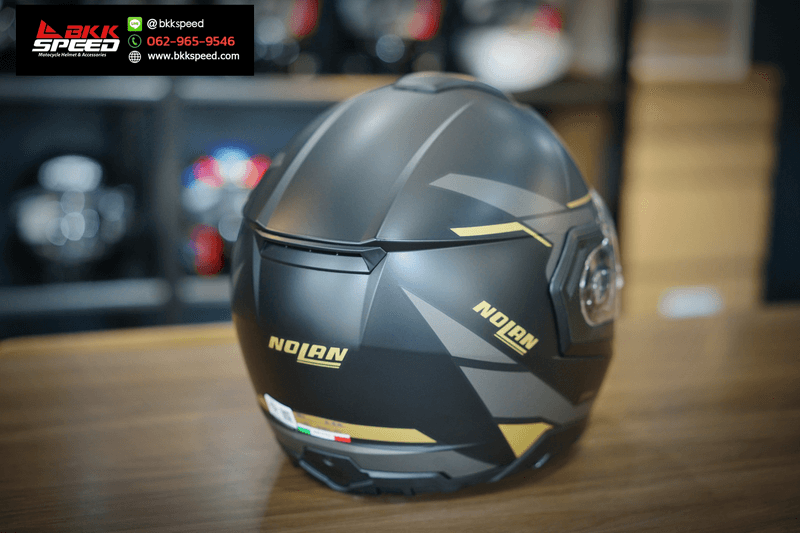 รูปสินค้าหมวกกันน็อคเต็มใบ แบรนด์ Nolan รุ่น Nolan N90.3 ลาย/สี N90.3 Sincrono Matt Black Gold (351) สำหรับขี่มอเตอร์ไซค์ รูปเพิ่มเติม 5 จาก BKKSPEED