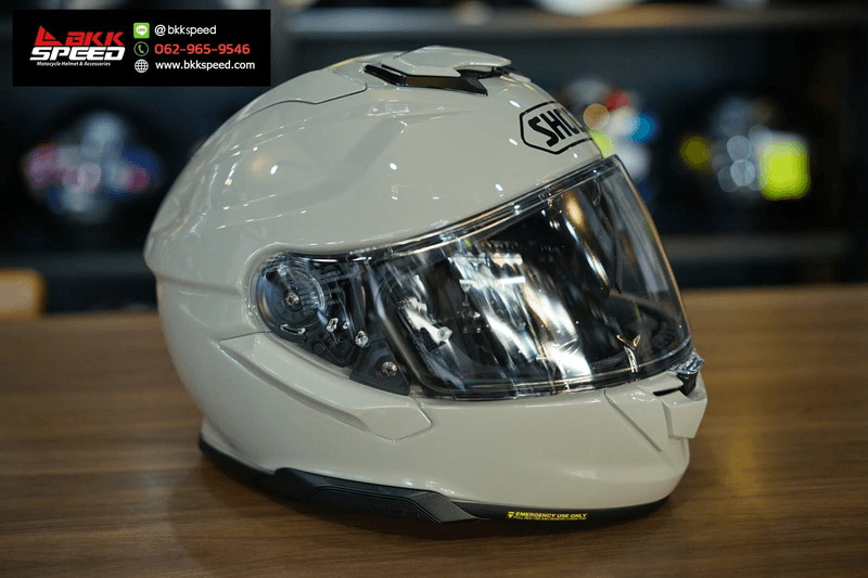 รูปสินค้าหมวกกันน็อคเต็มใบ แบรนด์ SHOEI รุ่น Shoei GT AIR 3 ลาย/สี GT AIR 3 Chalk Grey สำหรับขี่มอเตอร์ไซค์ มุมด้านหลัง จาก BKKSPEED