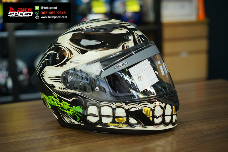 รูปสินค้าหมวกกันน็อคเต็มใบ แบรนด์ HJC รุ่น HJC i11 ลาย/สี i11 Acid Skull mc5 สำหรับขี่มอเตอร์ไซค์ มุมด้านหลัง จาก BKKSPEED